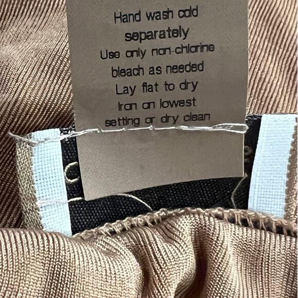 VTG Choices Taupe Pleated A-Line Midi Skirt Elastic Womans Size Large Made USA - Picture 10 of 13